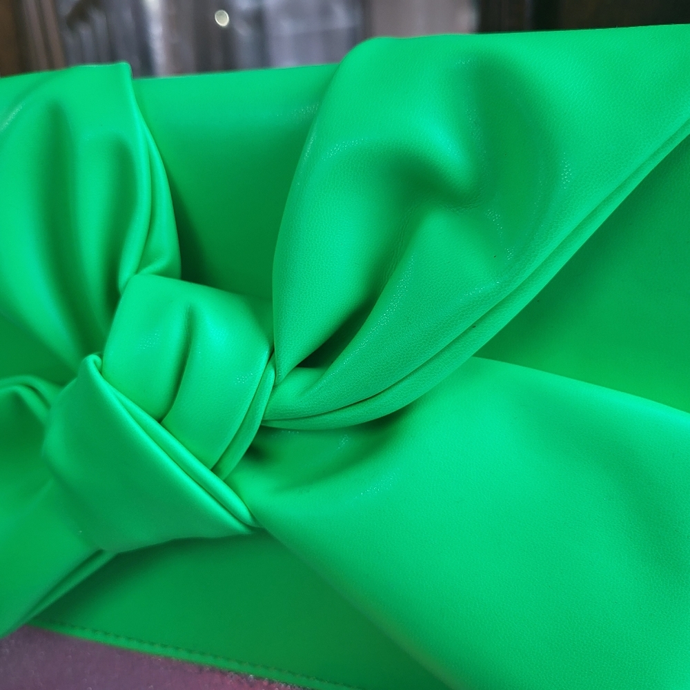 Bright Green Crossbody Bag with Knot Decor